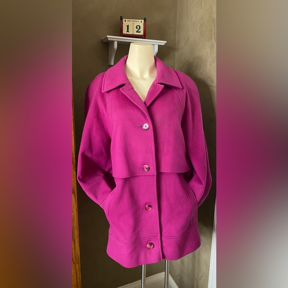 Fashion Bilt 100% wool pea coat women’s Size 14 Magenta color vintage